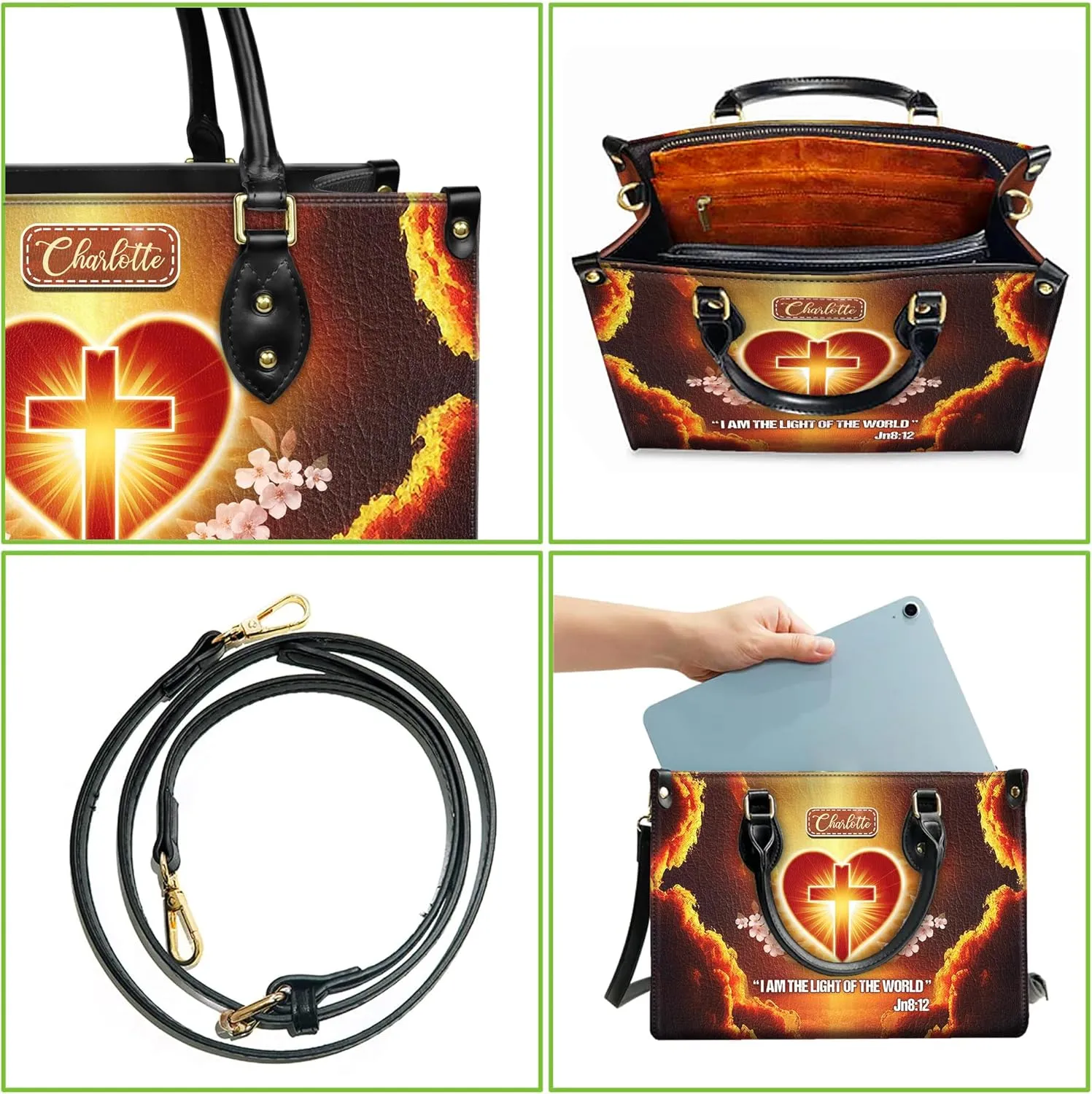 Personalized Leather Handbag for Women, Custom Name Church Bag, Christian Gifts, Mother's Day Gift for God Lovers