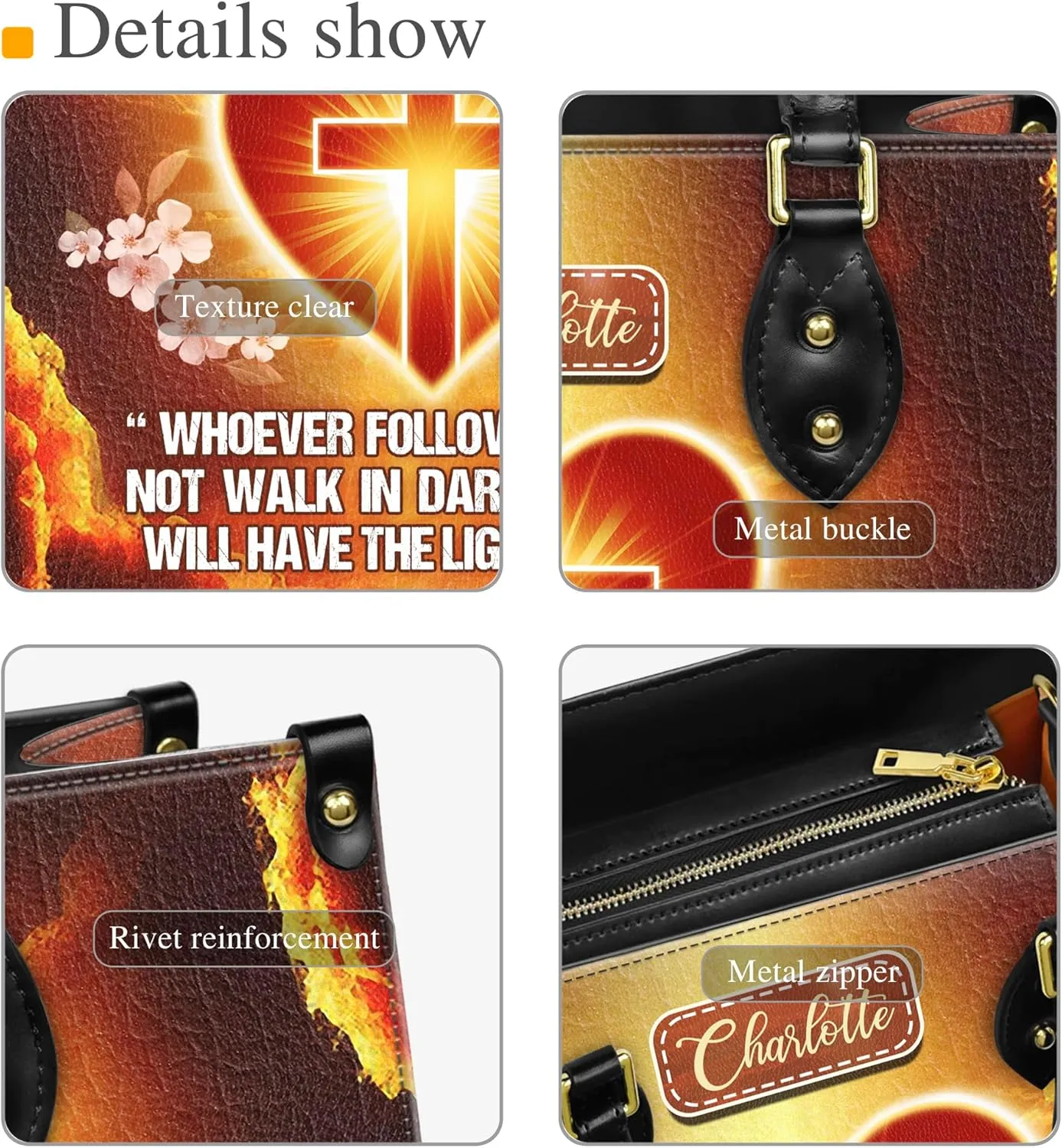 Personalized Leather Handbag for Women, Custom Name Church Bag, Christian Gifts, Mother's Day Gift for God Lovers