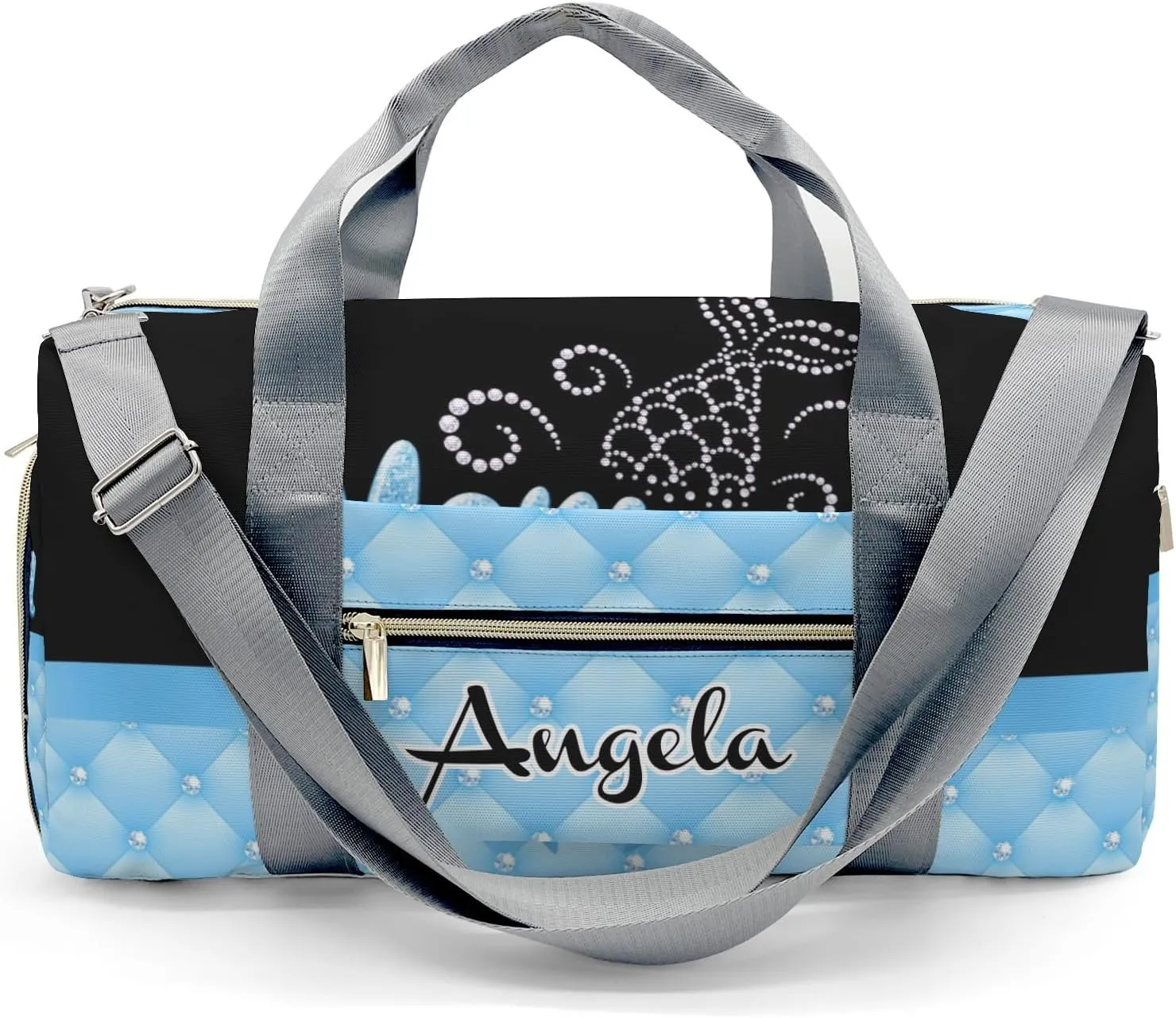 Personalized Mermaid Princess Bow Blue Customized Multi-functional Handbag Travel Bag,Unisex Short Trip Portable Duffel Bag
