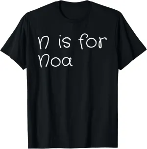 Personalized N is for Noa Name Student Kindergarten Girl T-Shirt