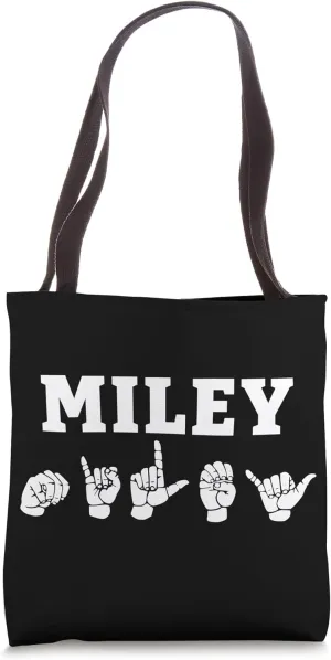 Personalized name sign language MILEY ASL Teacher Deaf Tote Bag