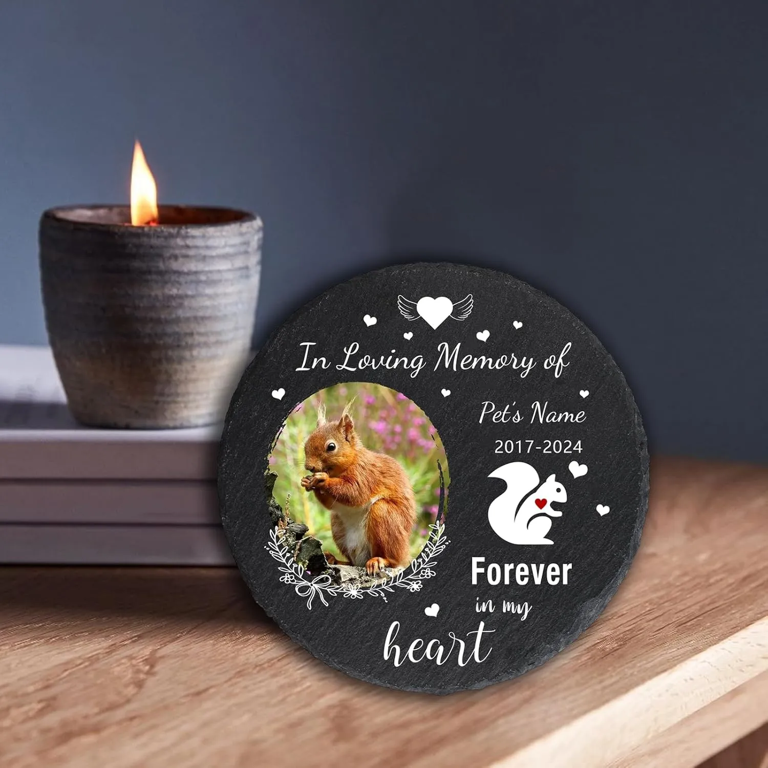 Personalized Pet Squirrel Memorial Gifts, Custom Pet Squirrel Memorial Stone with Photo Name Date, in Loving Memory of Squirrel Stone, Squirrel Headstone Garden Pet Squirrel Grave Markers