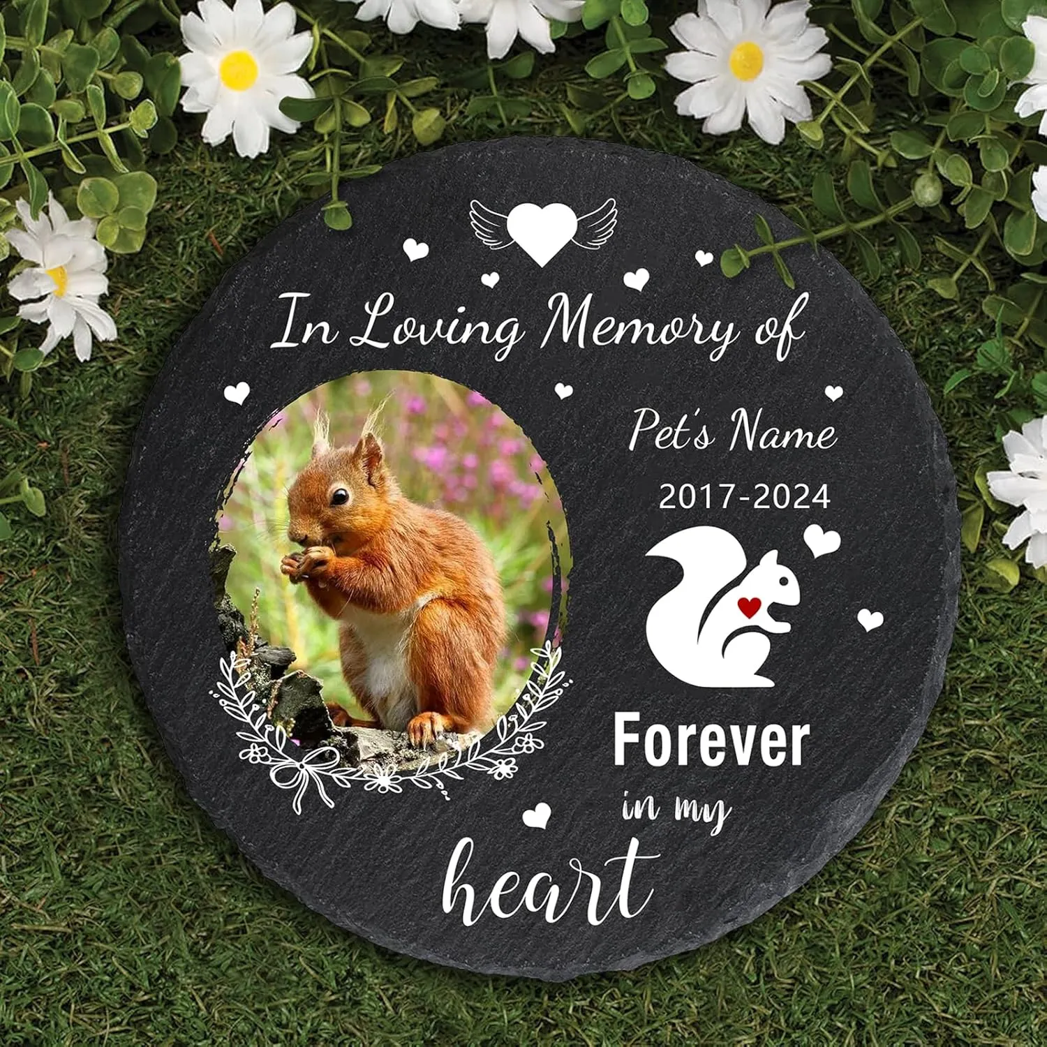 Personalized Pet Squirrel Memorial Gifts, Custom Pet Squirrel Memorial Stone with Photo Name Date, in Loving Memory of Squirrel Stone, Squirrel Headstone Garden Pet Squirrel Grave Markers