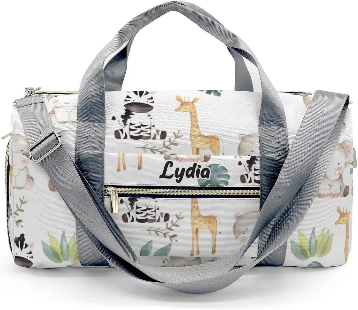 Personalized Safari Leaves Animals Custom Multi-functional Travel Bag, Unisex Portable Duffel Bag, Short Distance Travel Assistant