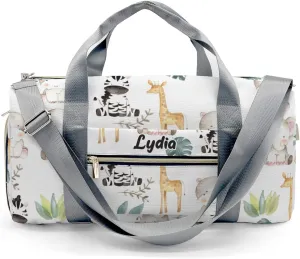 Personalized Safari Leaves Animals Custom Multi-functional Travel Bag, Unisex Portable Duffel Bag, Short Distance Travel Assistant
