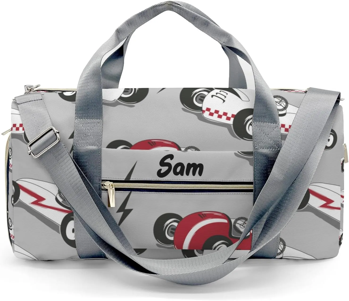 Personalized Vintage Race Car Custom Multi-functional Travel Bag, Unisex Portable Duffel Bag, Short Distance Travel Assistant