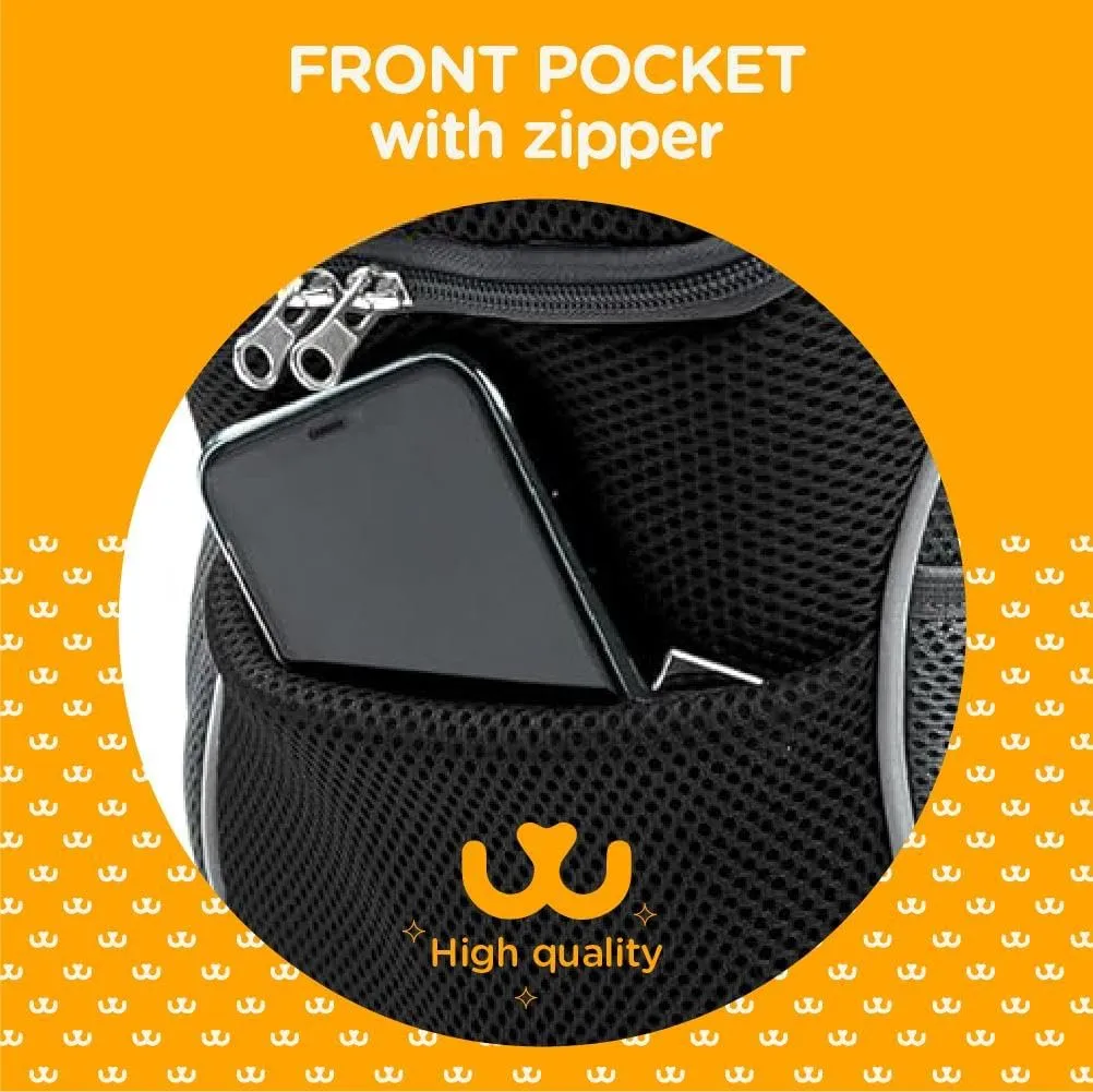 pet Carrier Backpack for Small, Medium and Large Dogs, Adjustable Breathable Oxford Fabric with mesh Window and Safety Belt (Black, Medium)