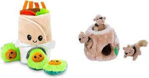 Pet Craft Supply Hide and Seek Plush Dog Toys Crinkle Squeaky Interactive Burrow Activity Puzzle & Outward Hound Hide A Squirrel Plush Dog Toy Puzzle, Small