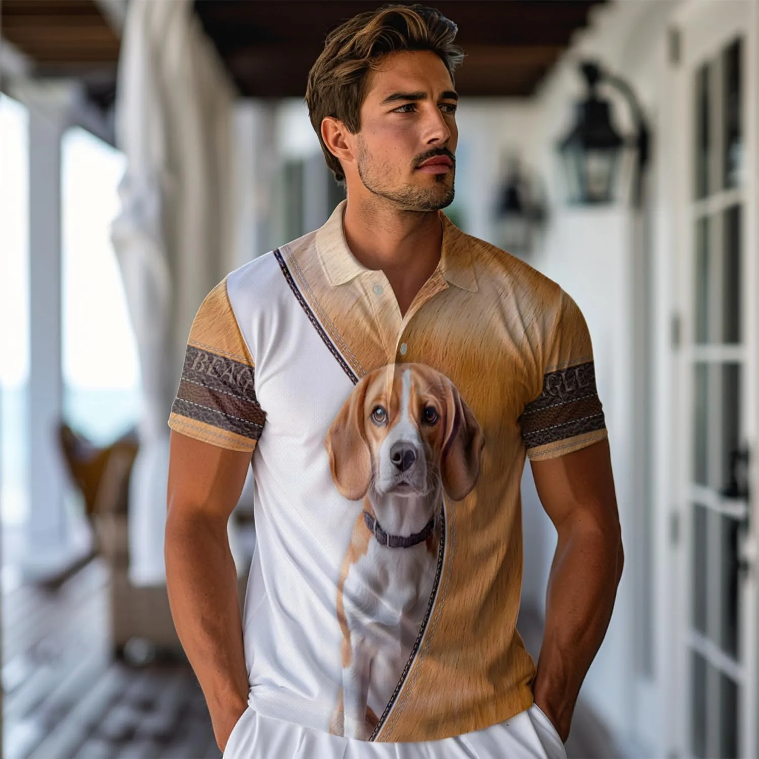 Pet Polo Shirts for Men Women - Dog Lovers Mens Golf Polo Shirts Short Sleeve Dry Fit Casual Tennis Dog T-Shirt