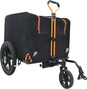 Pet Safety & Convenience with Foldable Bike Trailer for Small Dogs and Cats, Durable Steel Frame, Easy Storage, Orange and Black