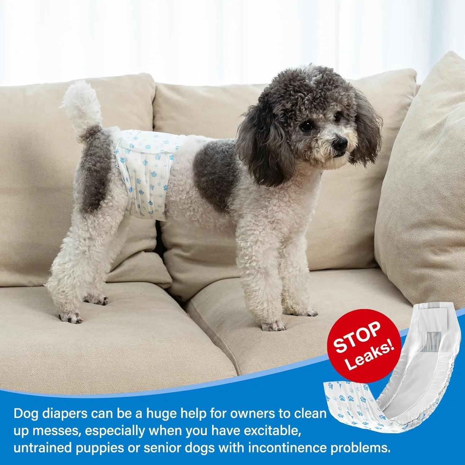 Pet Soft Disposable Male Dog Wraps - Dog Diapers for Male Dogs, Puppy Diapers 48pcs XSmall