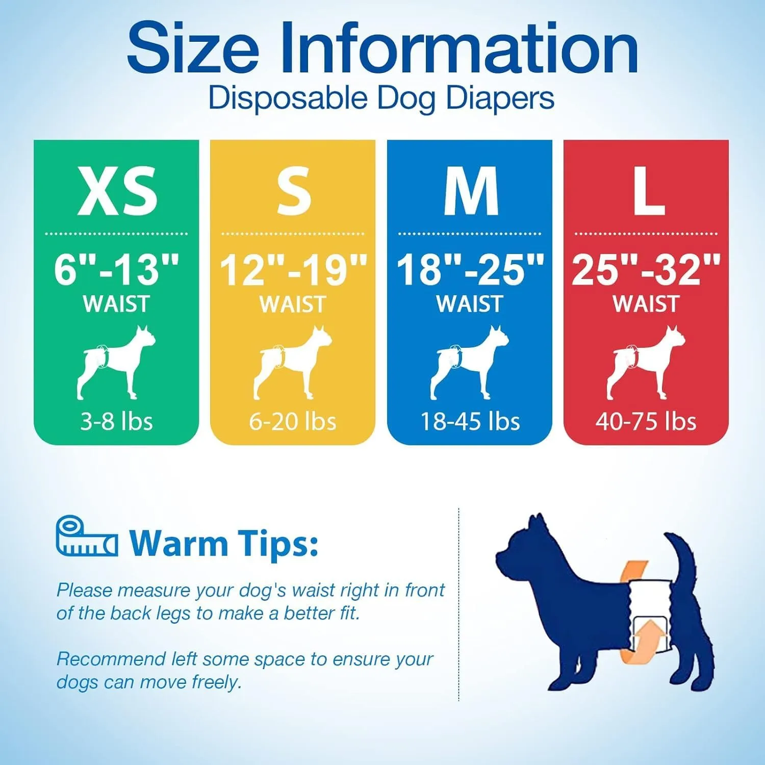 Pet Soft Disposable Male Dog Wraps - Dog Diapers for Male Dogs, Puppy Diapers 48pcs XSmall