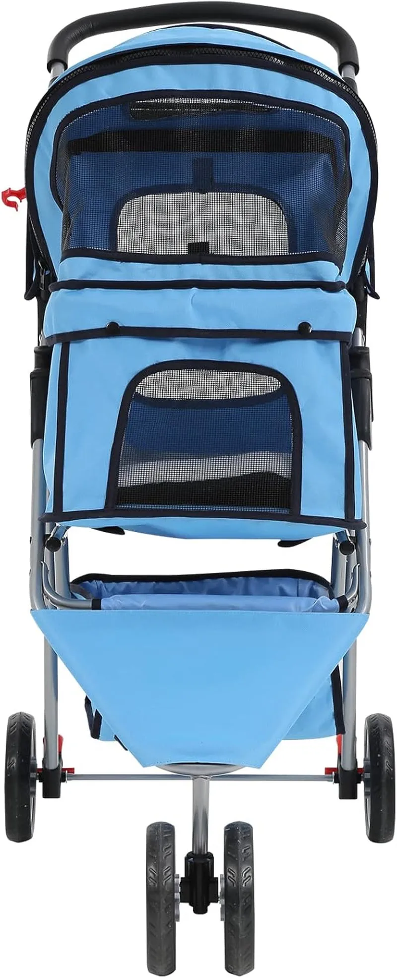 Pet Stroller Joggers Cat Dog Cage 3 Wheel Travel Folding Carriage Strollers with Cup Holder and Removable Pad