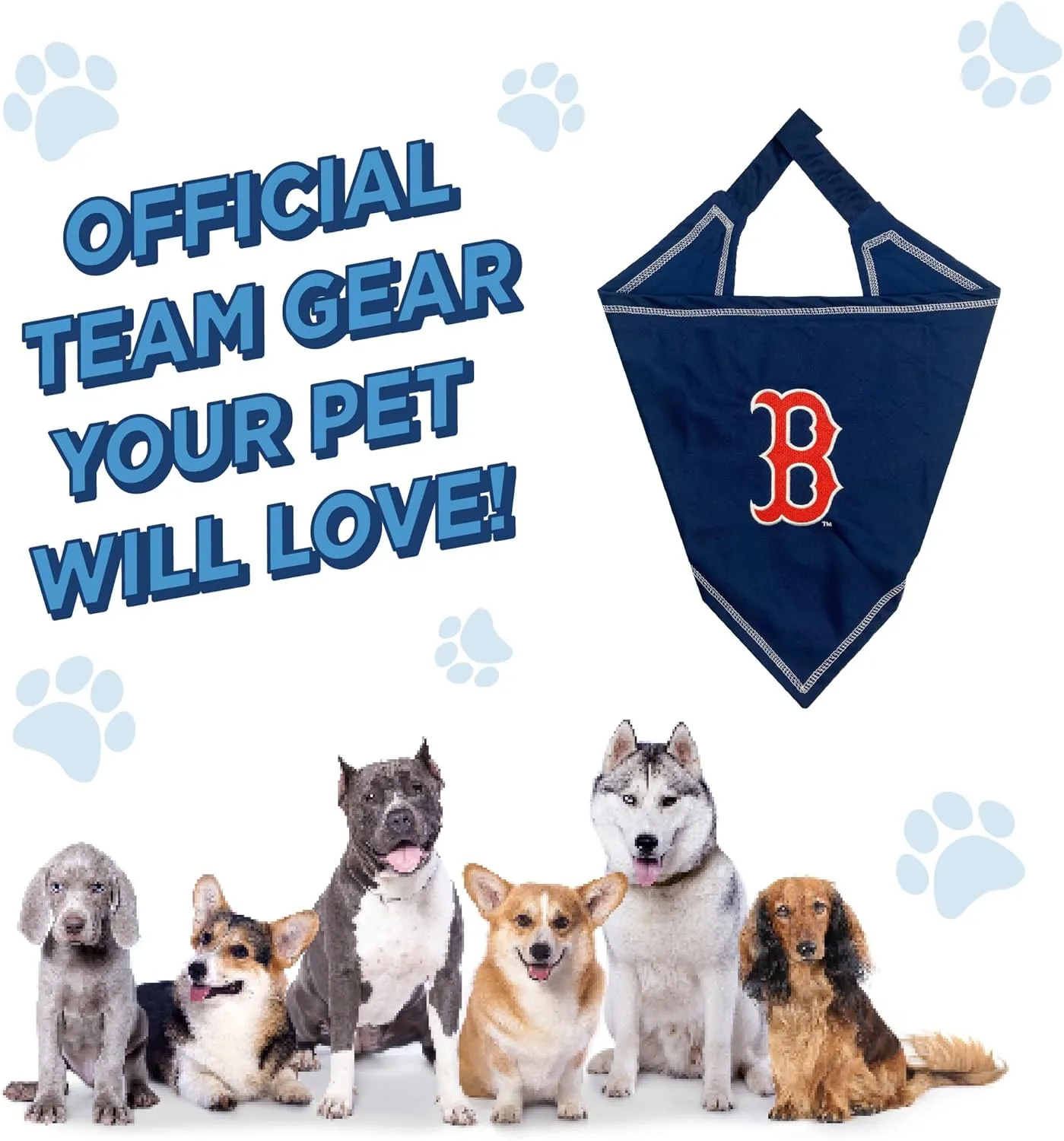 Pets First MLB Boston RED SOX TIE Bandana, Large/X-Large. Dog Bandana Scarf Bib for Pet Cat Dog. The Ultimate Game-Day, Party Bandanna, Birthday Event