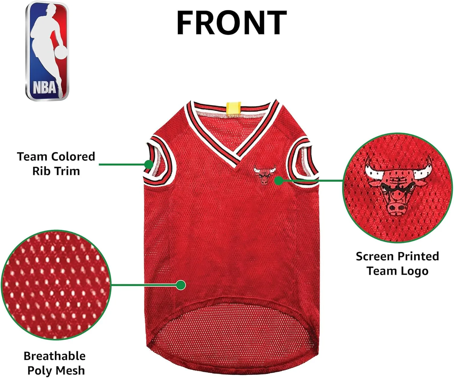 Pets First NBA CHICAGO BULLS DOG Jersey, X-Small - Tank Top Basketball Pet Jersey