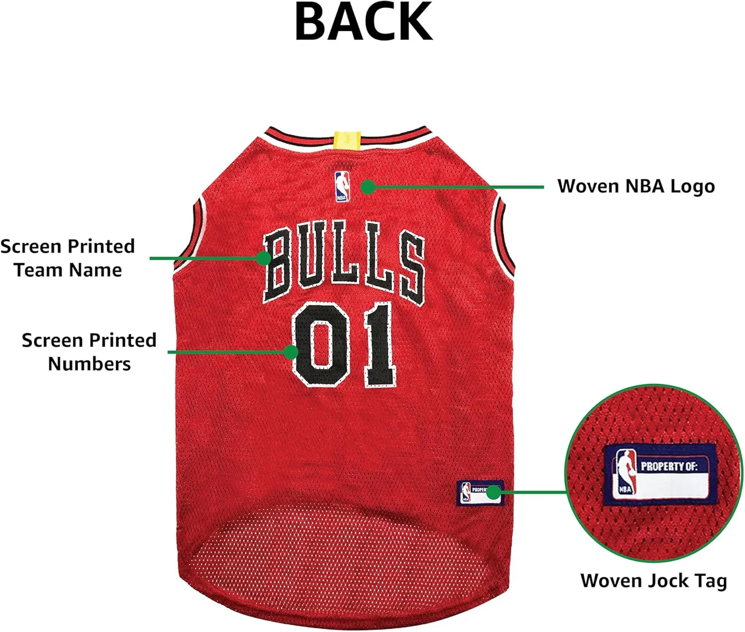 Pets First NBA CHICAGO BULLS DOG Jersey, X-Small - Tank Top Basketball Pet Jersey