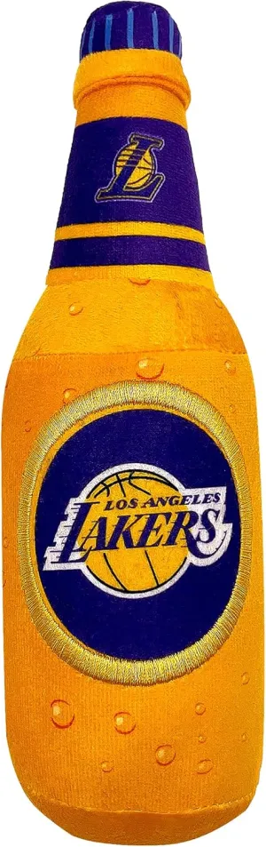 Pets First NBA Los Angeles Lakers Beer Bottle Plush Dog & CAT Squeak Toy - Cutest Stadium SODA Bottle Snack Plush Toy for Dogs & Cats with Inner Squeaker & Beautiful Basketball Team Name/Logo