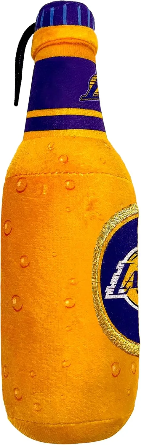 Pets First NBA Los Angeles Lakers Beer Bottle Plush Dog & CAT Squeak Toy - Cutest Stadium SODA Bottle Snack Plush Toy for Dogs & Cats with Inner Squeaker & Beautiful Basketball Team Name/Logo