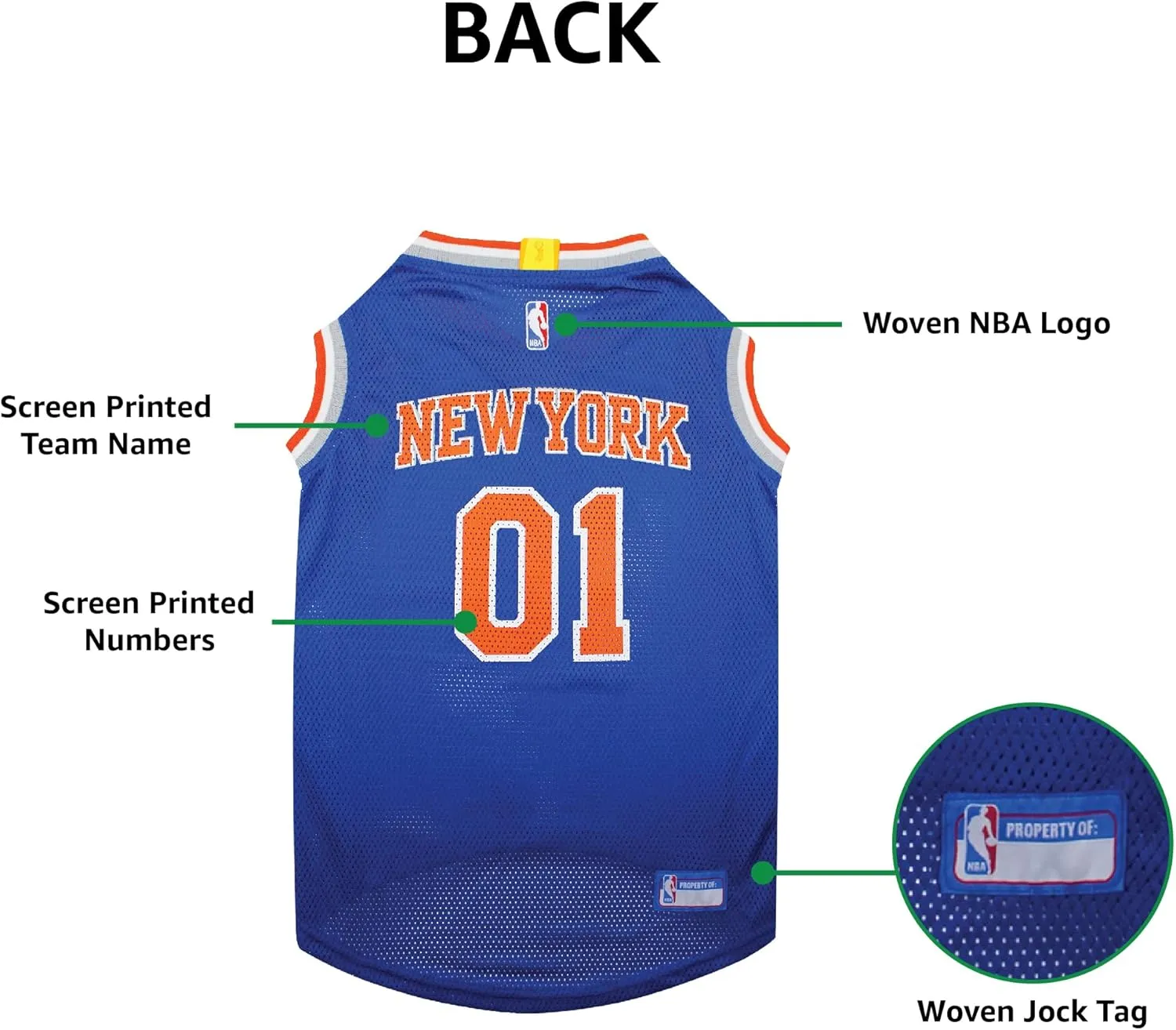 Pets First NBA NEW YORK KNICKS DOG Jersey, Medium - Tank Top Basketball Pet Jersey