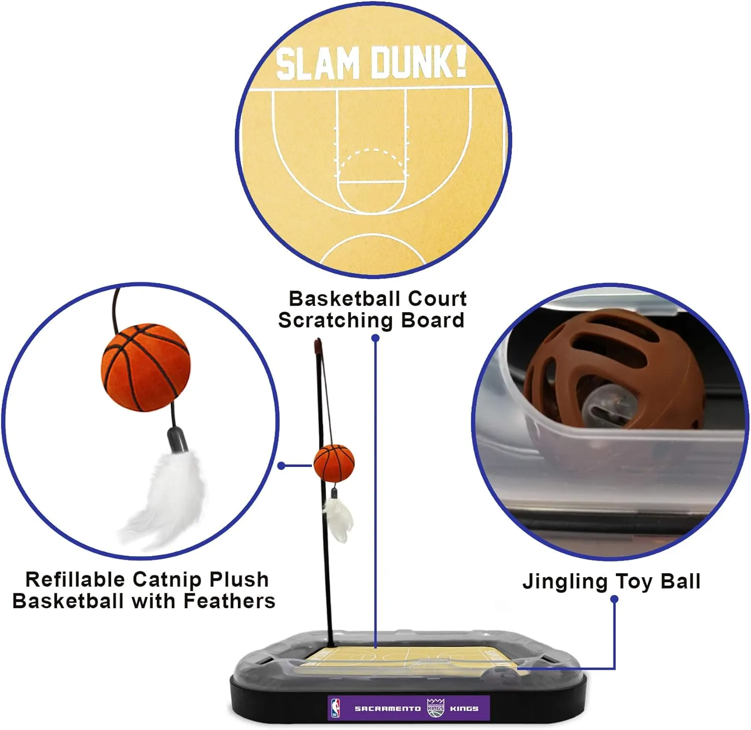 Pets First Sacramento Kings Basketball Cat Scratcher Toy,14 x 11"