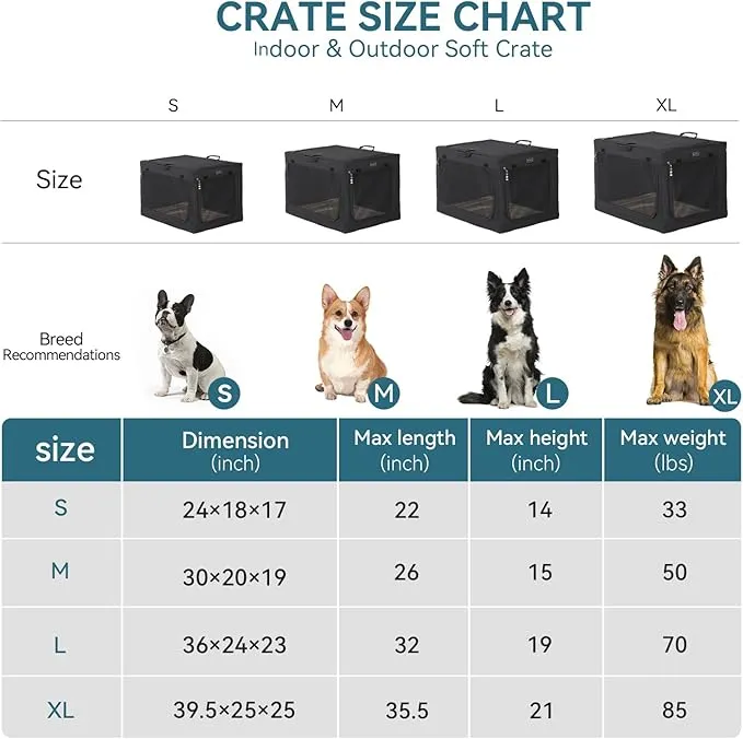 Petsfit - Portable Foldable Pet Dog Puppy Cat Soft Dog Cat Crate - 4 Sizes