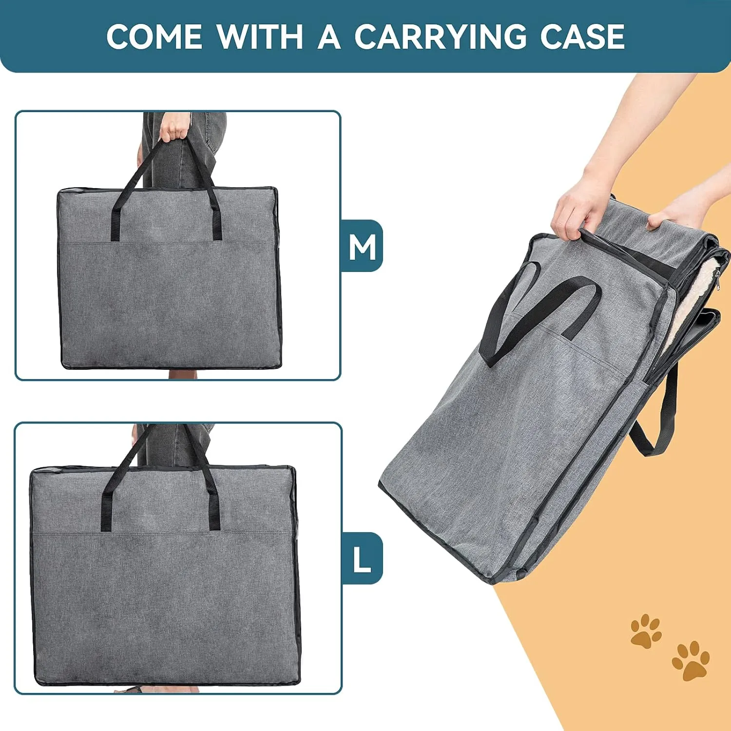 PETSFIT Travel Dog Crate, Soft Sided Dog Crate - 24 Inch with Thicken Mat, Easy to Fold, Sturdy and Portable, Perfect for Traveling, Portable Dog Kennel Grey
