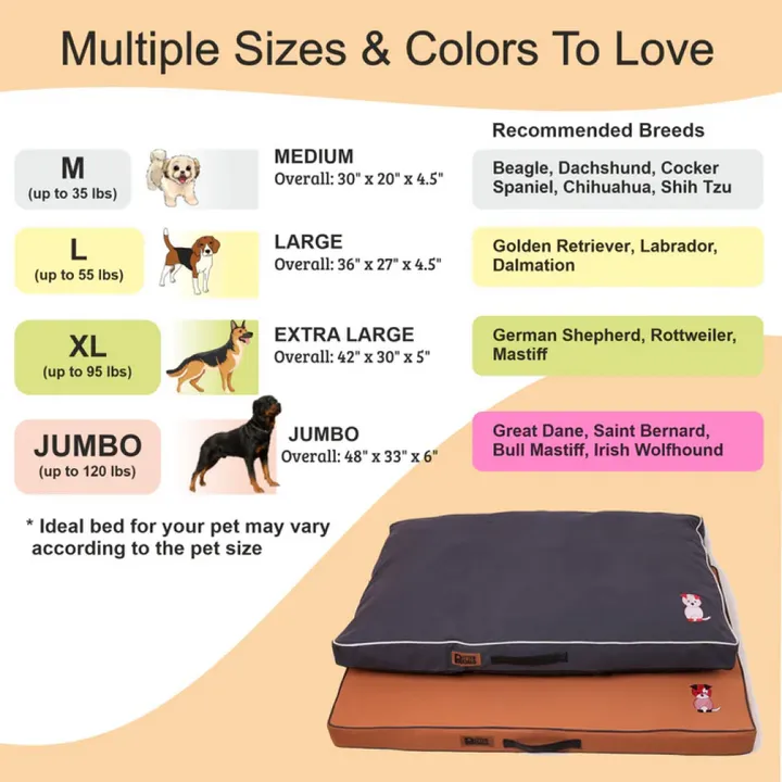 Petter World Comfort Flat Cushion Bed for Dogs Earthy Brown