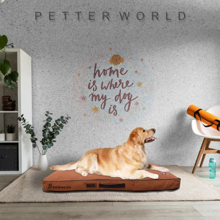 Petter World Comfort Flat Cushion Bed for Dogs Earthy Brown