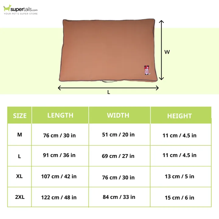 Petter World Comfort Flat Cushion Bed for Dogs Earthy Brown