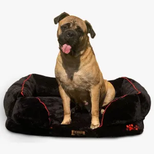Petter World Ultra Luxury Micro Fur Orthopedic Sofa Bed with Sherpa Fur Cushion for Dogs and Cats Jet Black