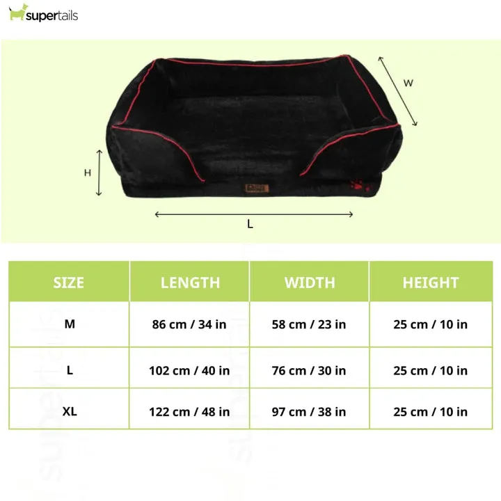 Petter World Ultra Luxury Micro Fur Orthopedic Sofa Bed with Sherpa Fur Cushion for Dogs and Cats Jet Black