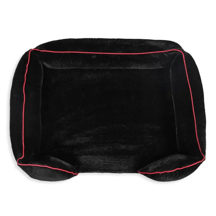 Petter World Ultra Luxury Micro Fur Orthopedic Sofa Bed with Sherpa Fur Cushion for Dogs and Cats Jet Black