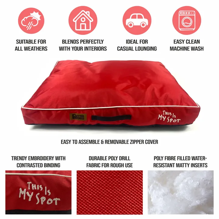 Petter World Waterproof Easy Clean Monsoon Bed with Removable  Washable Cover Cherry Red