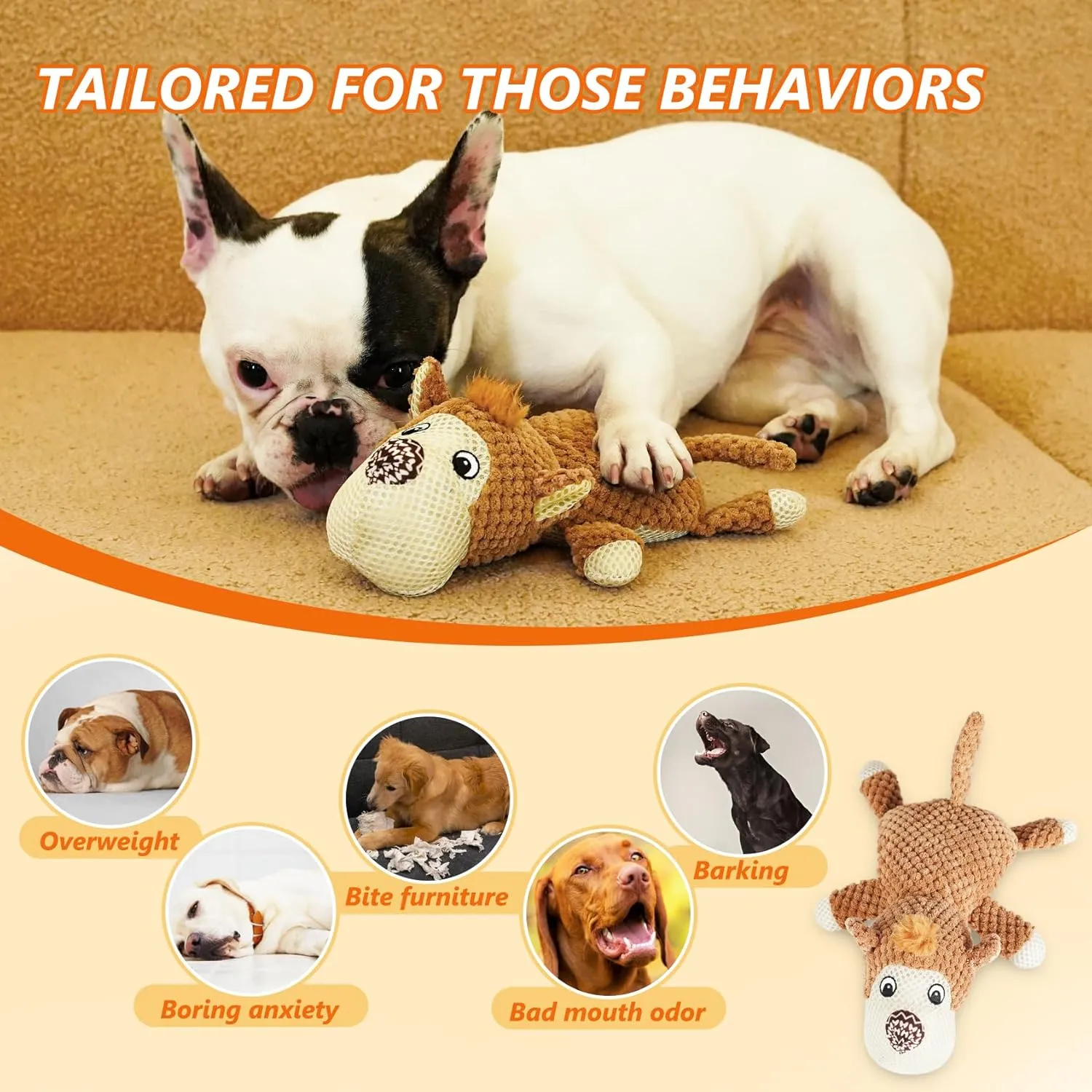 PetWarm Dog Toys Chew Squeaky, Durable Chew & Stress-Relief Interactive Pet Toy for Small, Medium, and Large Dogs, Multi-Functional Design, Squeaky Dog Toy, Stress Relief,Yellow