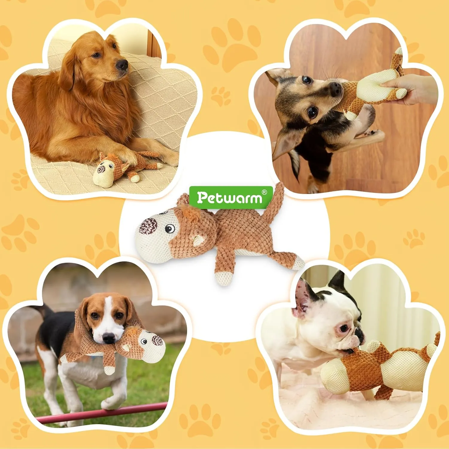 PetWarm Dog Toys Chew Squeaky, Durable Chew & Stress-Relief Interactive Pet Toy for Small, Medium, and Large Dogs, Multi-Functional Design, Squeaky Dog Toy, Stress Relief,Yellow