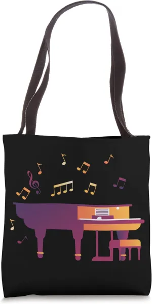 Piano Retro Instrument Musician Orchestra Pianist Keyboard Tote Bag