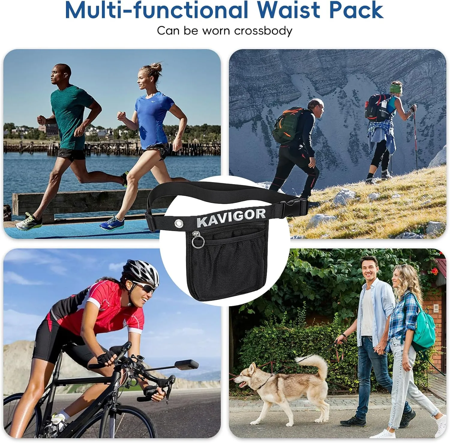 Pickleball & Tennis Ball Holder Waist Pouch Holds 3-4 Balls, Multi-Functional Sports Belt Bag with Zipper Pocket and Carabiner
