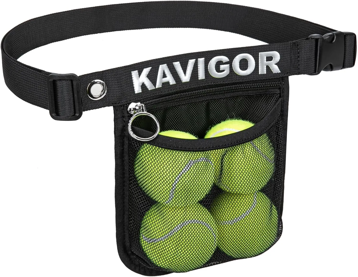 Pickleball & Tennis Ball Holder Waist Pouch Holds 3-4 Balls, Multi-Functional Sports Belt Bag with Zipper Pocket and Carabiner