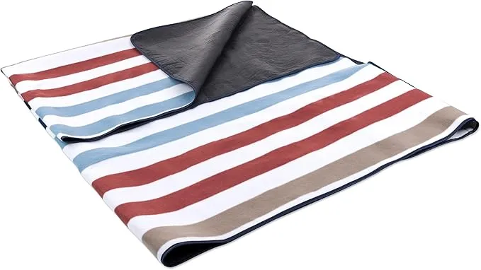 PICNIC TIME Blanket Tote XL Outdoor Picnic Blanket, Beach Blanket, Camping Blanket, (Coastal Stripe)