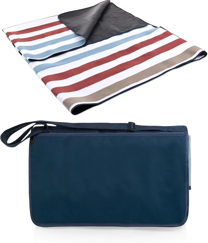 PICNIC TIME Blanket Tote XL Outdoor Picnic Blanket, Beach Blanket, Camping Blanket, (Coastal Stripe)