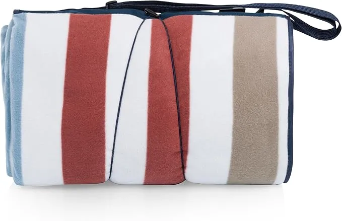 PICNIC TIME Blanket Tote XL Outdoor Picnic Blanket, Beach Blanket, Camping Blanket, (Coastal Stripe)
