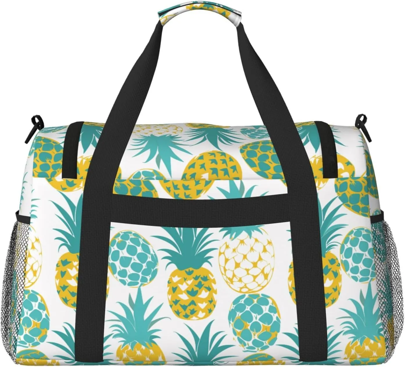 Pineapples Teal Colors Duffle Bag Foldable Travel Tote Bag Carry On Large Weekender Overnight Bags Waterproof Gym Bag For Women Men
