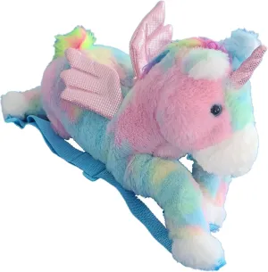 Plush Stuffed UNICORN Mini Backpack, Plush colorful Stuffed Animal Shoulder Bag, Adjustable Nylon Straps with Zipper (UNICORN)