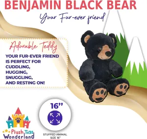 Plush Toys Wanderland Benjamin The Black Bear 16 Inch, Large Soft Stuffed Animal Bear Plushie Toy for Kids, Girls, Boys, Realistic Cuddly Huggable Wildlife Gift for Collectors & Woodland Themed Play