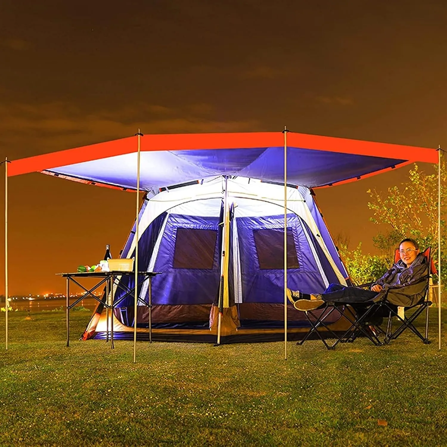 Pop Up Family Camping Tent,3-4 Person Beach Tent Sun Shelter for Family with Sun Protection,Large Windows Vestibule Windproof Beach Instant Tent for Kids, Backyard,Indoor and Outdoor (Brown Small)