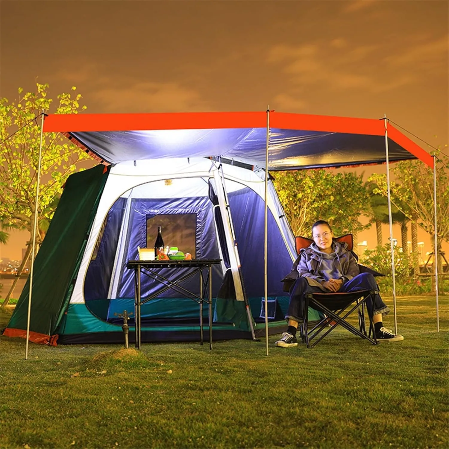 Pop Up Family Camping Tent,3-4 Person Beach Tent Sun Shelter for Family with Sun Protection,Large Windows Vestibule Windproof Beach Instant Tent for Kids, Backyard,Indoor and Outdoor (Brown Small)