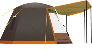 Pop Up Family Camping Tent,3-4 Person Beach Tent Sun Shelter for Family with Sun Protection,Large Windows Vestibule Windproof Beach Instant Tent for Kids, Backyard,Indoor and Outdoor (Brown Small)