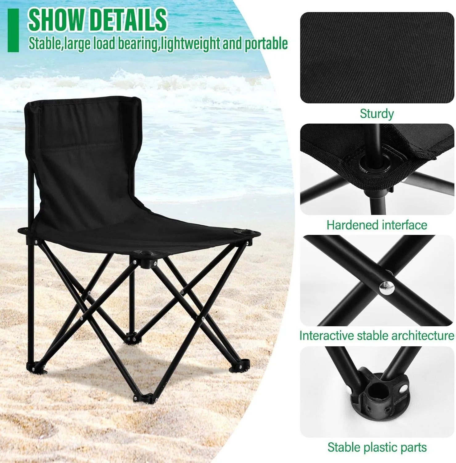 Portable Camping Chairs American Flag 4th of July Independence Day Lightweight Folding Chair for Camping, Beach, Picnic, Travel and Sports with Carry Bag 20849911