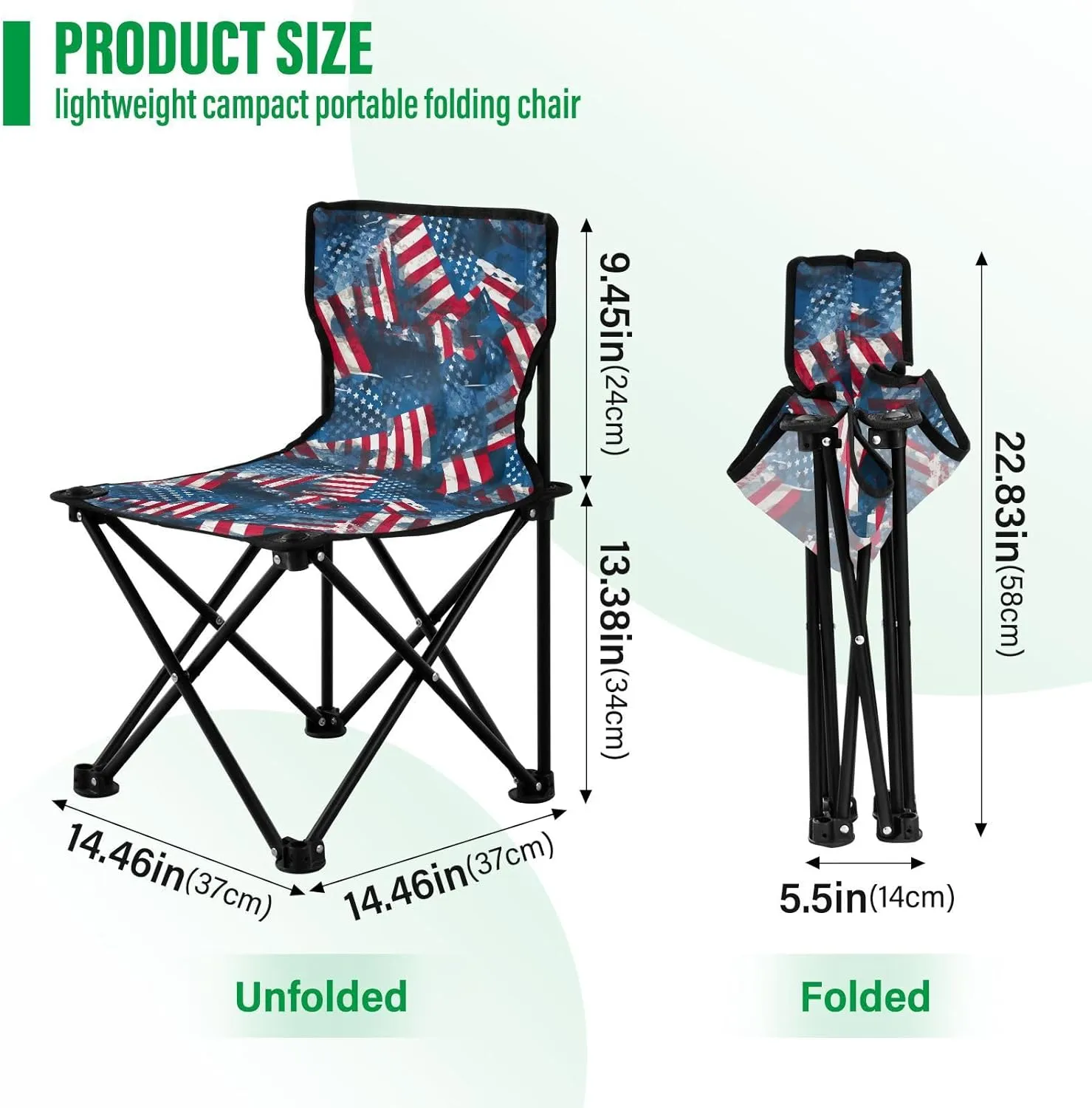 Portable Camping Chairs American Flag 4th of July Independence Day Lightweight Folding Chair for Camping, Beach, Picnic, Travel and Sports with Carry Bag 20849911