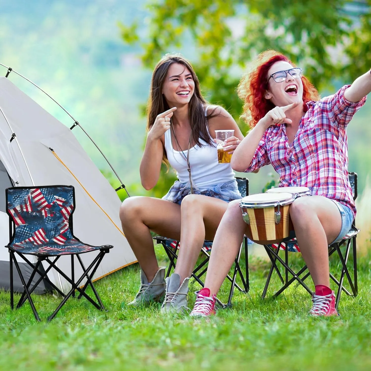 Portable Camping Chairs American Flag 4th of July Independence Day Lightweight Folding Chair for Camping, Beach, Picnic, Travel and Sports with Carry Bag 20849911